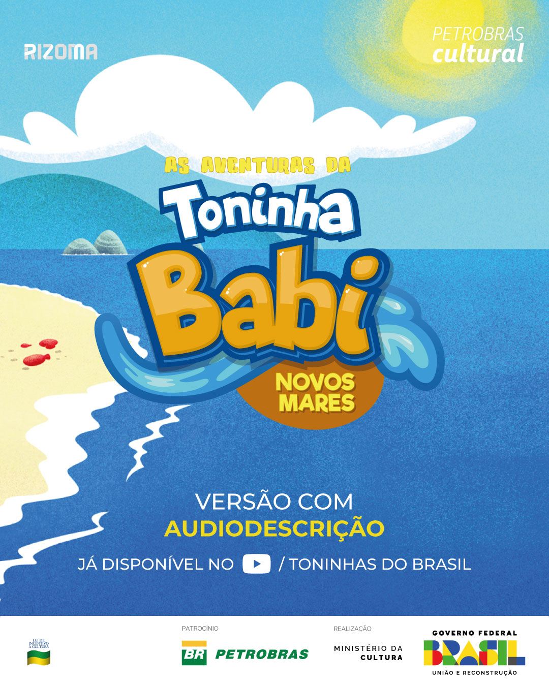 Cartaz da versão com audiodescrição de As Aventuras da Toninha Babi – Novos Mares