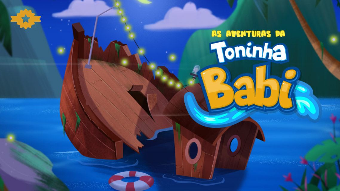 Arte de As Aventuras da Toninha Babi com o navio naufragado