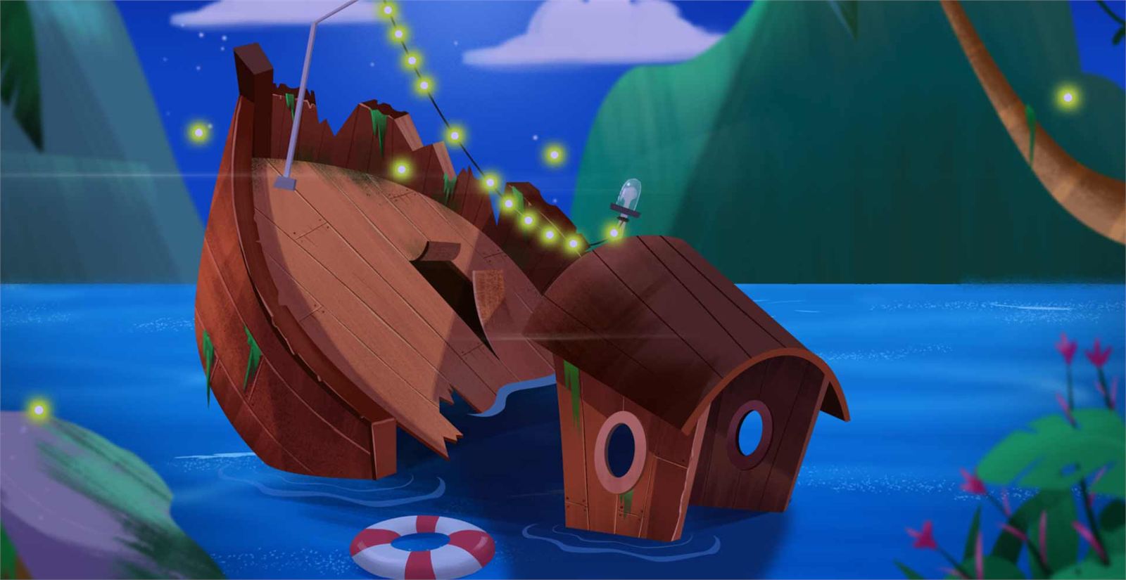 Navio naufragado no fundo do mar, cenário da série