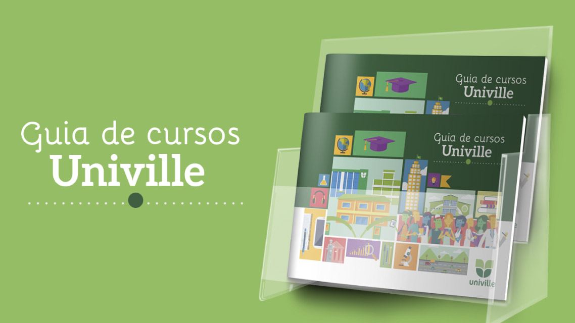 Guia de Cursos Univille impresso em expositor
