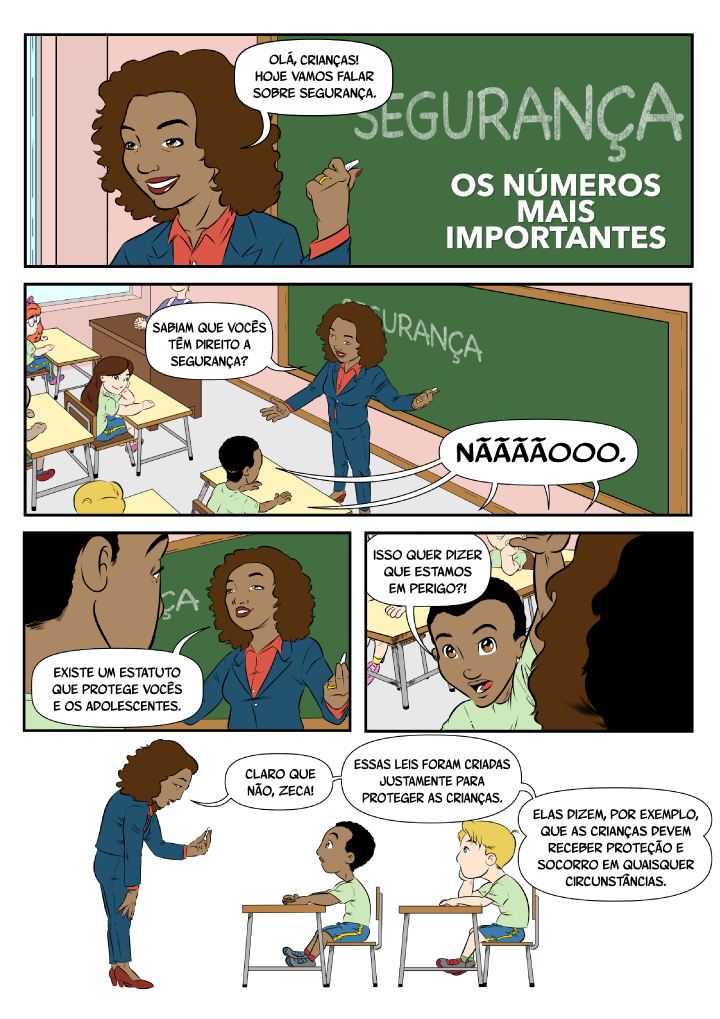 Página da história em quadrinhos sobre segurança